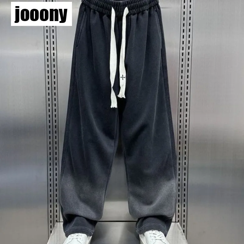 American High Street Loose Straight Washed Retro Casual Trousers Trend Retro Casual Gradient Sports Trousers Pants Men Clothes