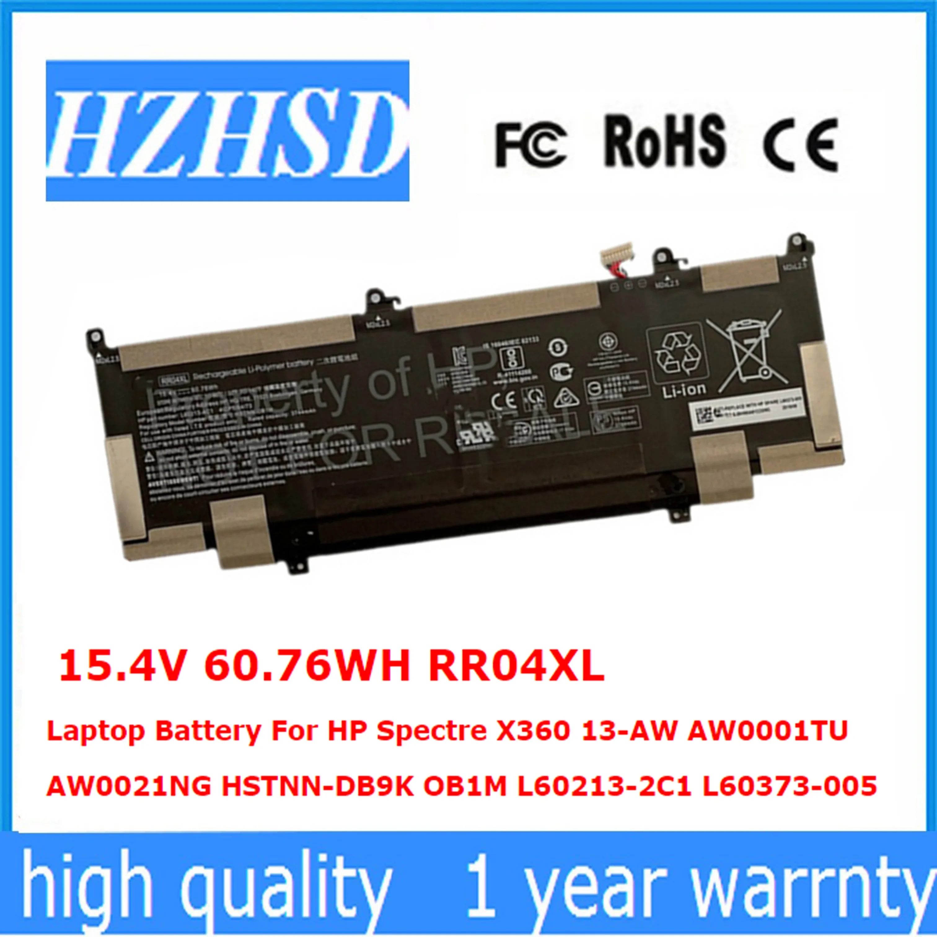 RR04XL 15,4 В 60,76 Втч Аккумулятор для ноутбука HP Spectre X360 13-AW AW0001TU AW0021NG HSTNN-DB9K OB1M L60213-2C1 L60373-005