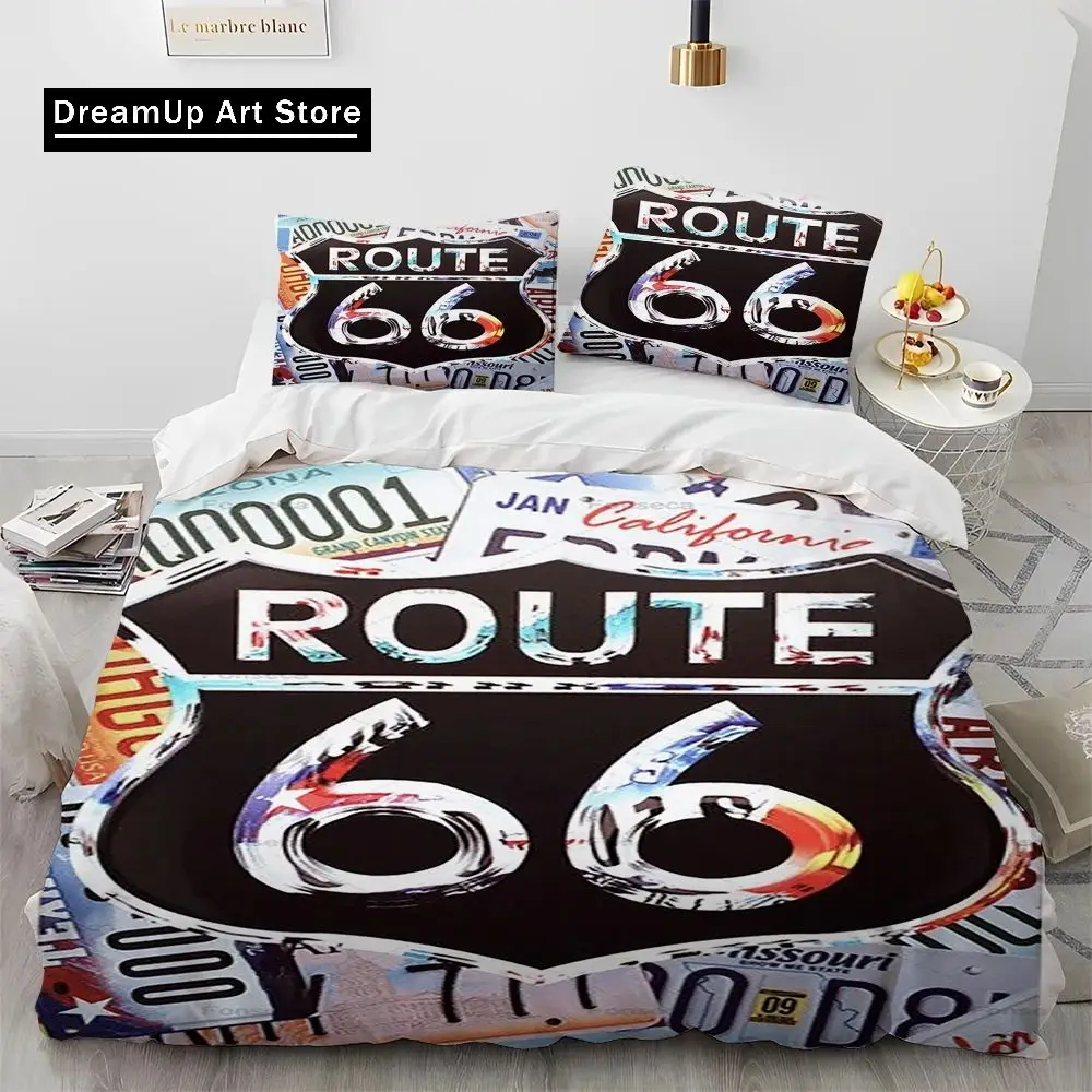 3D Print Historic Route 66,Mother Road Bedding Set Boys Girls Twin Queen Full Size Duvet Cover Pillowcase Bed Adult Bedroom
