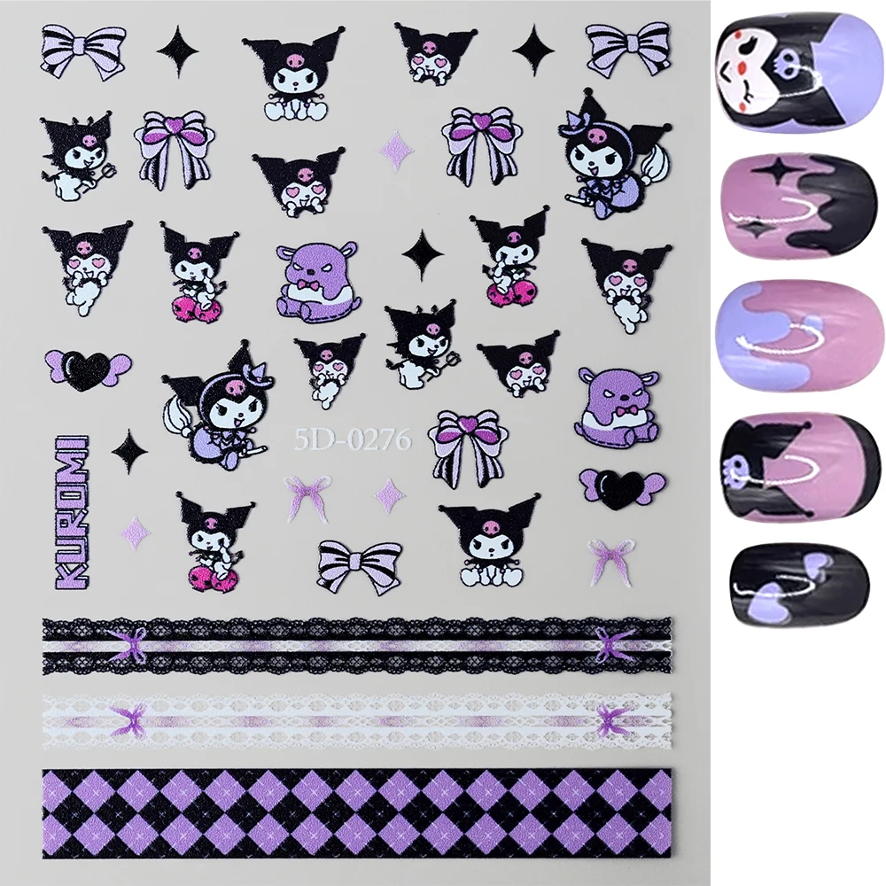 Фото 1 шт., наклейки для дизайна ногтей Hello Kitty Sanrio Kawaii Kuromi Melody Pochacco, детские наклейки для декора ногтей, новогодние аксессуары для маникюра для девочек №4