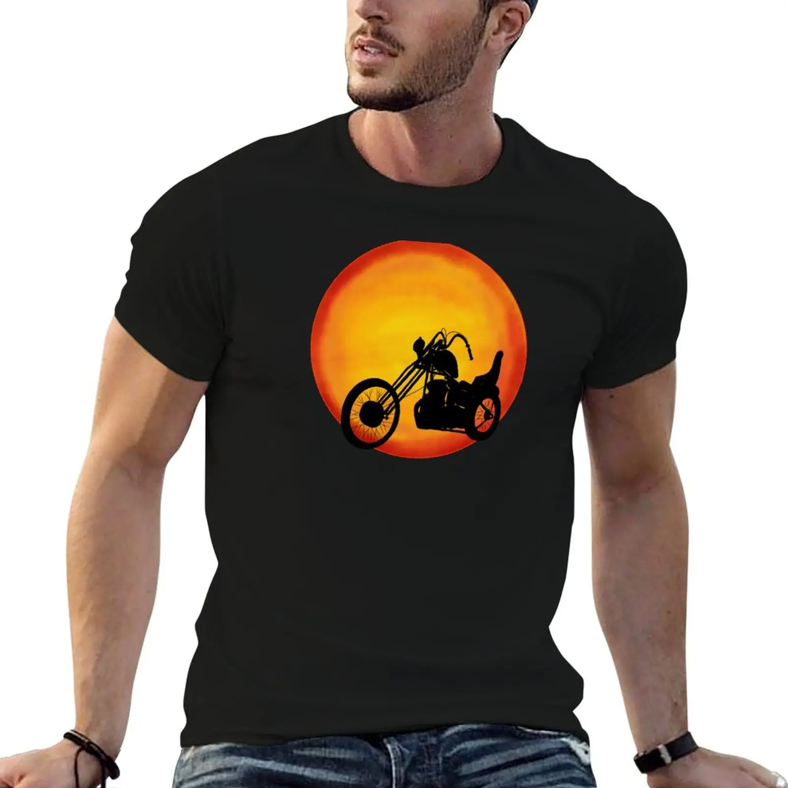 Футболка Chopper Sun, Rocker, Biker для мальчика, футболка с рисунком, простые черные футболки для мужчин