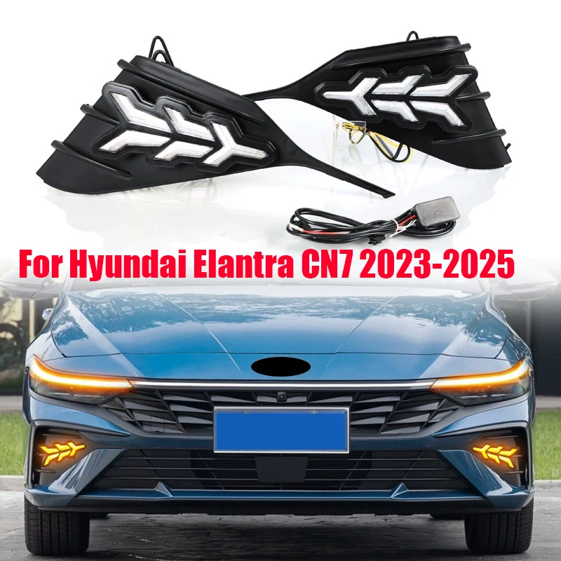 Для Hyundai Elantra CN7 2023 2024 2025 чешуя дракона светодиодный передний дневный ходовой фонарь в сборе с проточным светом