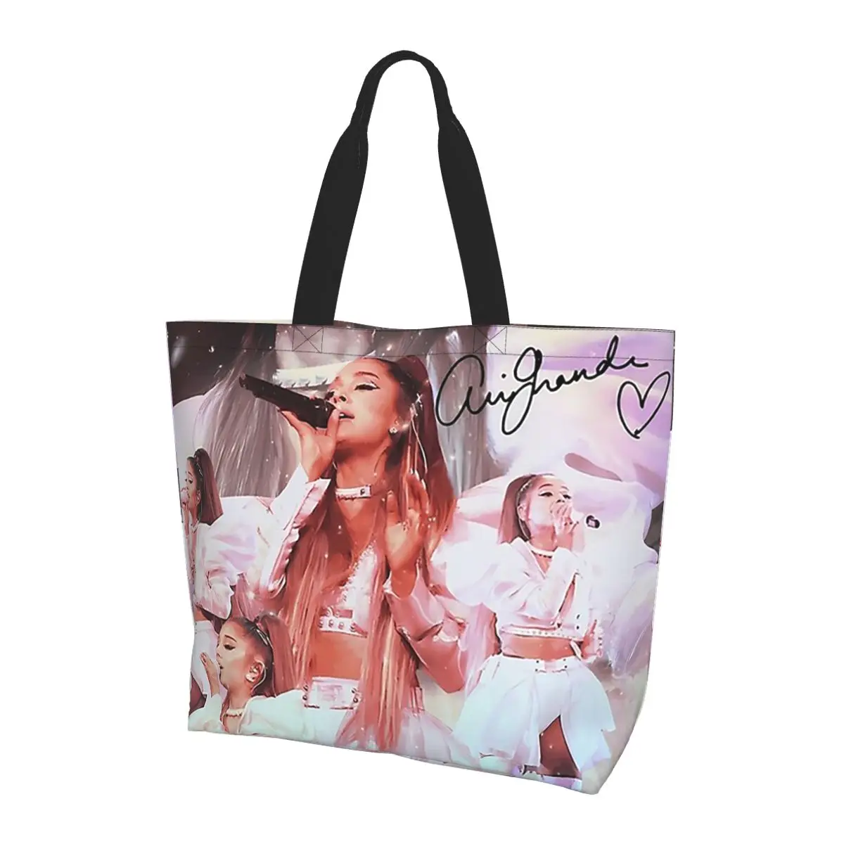 Винтажная поп-музыка Ariana Grande, большая сумка для покупок, парусиновая сумка на плечо большой вместимости, продуктовая сумка для покупок для женщин Сумки специального назначения