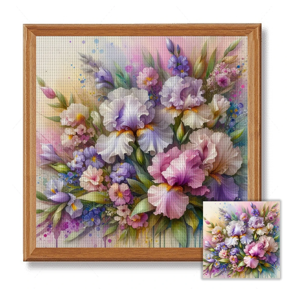 Фото 1 шт., 40x40 см/15,7x15,7 дюйма, цветы, 11CT/14CT, набор для вышивки крестиком с принтом, набор для вышивки крестом для взрослых, начинающих, расслабленный набор для вышивки крестом №4