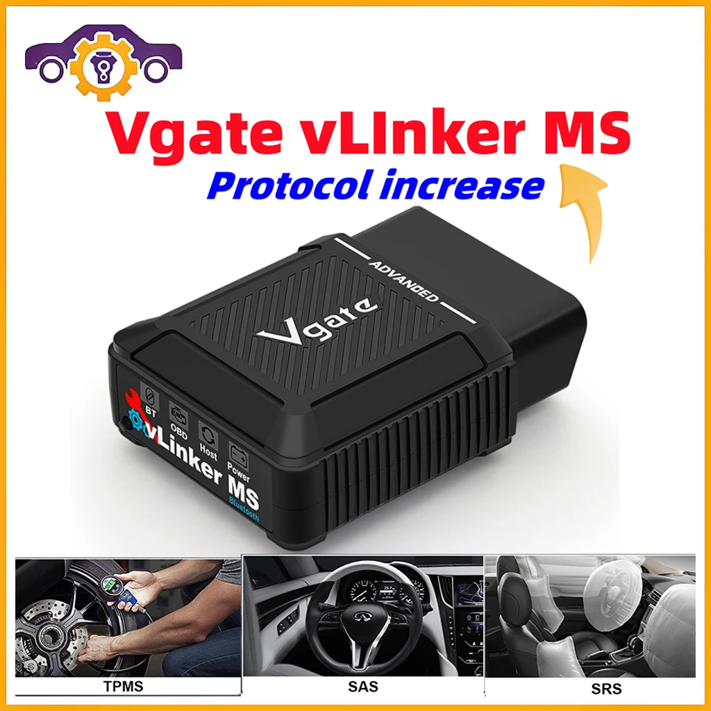 Vgate vLinker MS Обновление ELM327 Bluetooth Поддержка iOS/ПК/Android Автомобильный сканер OBD Автоматический диагностический инструмент OBD 2 Сканирование PK ELM 327 V1 5