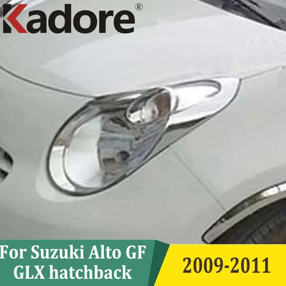 Для Suzuki Alto GF GLX Hatchback 2009 2010 2011, хромированная крышка фары, накладка на переднюю лампу, внешнее украшение, автомобильные аксессуары