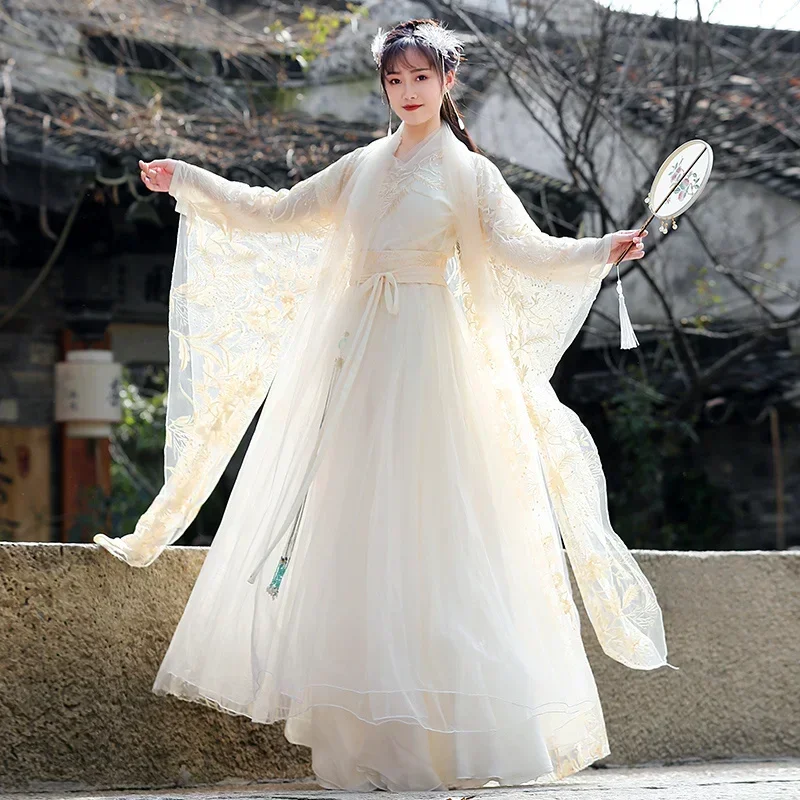 Платье для детей и взрослых Hanfu, костюм для народных танцев, традиционный китайский национальный стиль, Классическая принцесса династии ханьцев