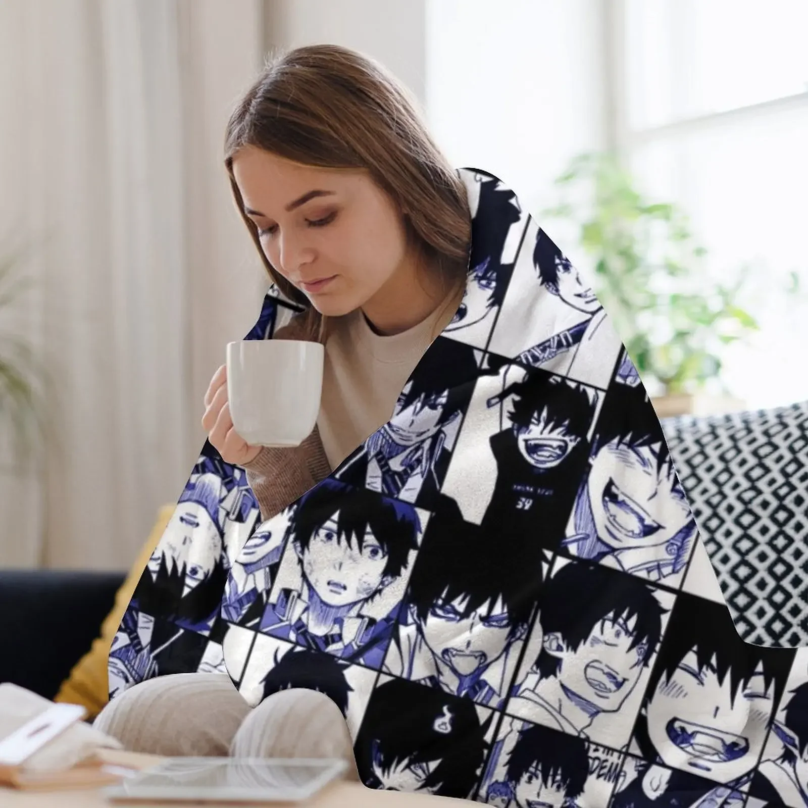 Фото Rin눈ura манга коллаж пледы тонкие лохматое декоративные одеяла №3