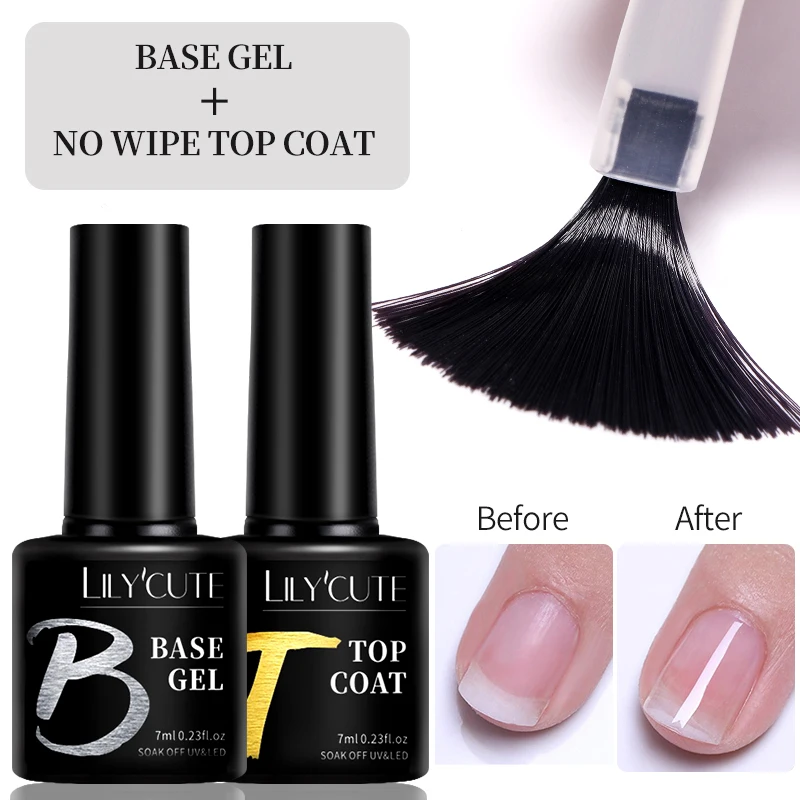 Фото LILYCUTE 7 мл Base Nowipe Top Coat Soak Off УФ-светодиодный гель-лак для ногтей Армирующий гель Полуперманентный многофункциональный гель-лак №2