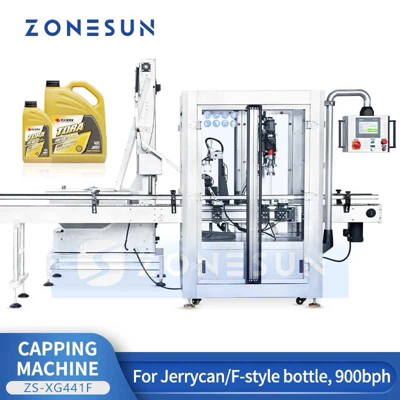Укупорочная машина ZONESUN с подачей крышек ZS-XG441F Автоматическая машина для укупорки крышек бутылок Линия по производству укупорочных крышек F-стиля