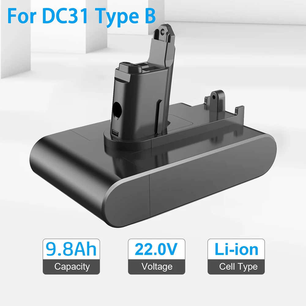 Литий-ионный аккумулятор типа B, 22,2 в, 9800 мАч, для Dyson DC35, DC31, DC31B, DC34, DC44 Animal, DC56, DC57 (подходит только для типа B)