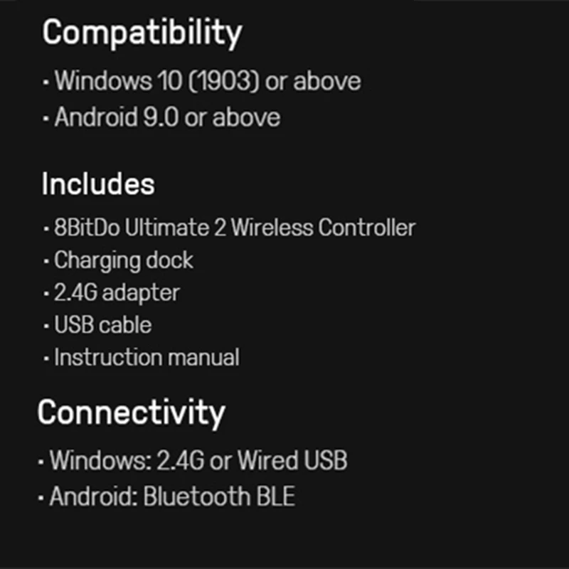 Фото Беспроводной контроллер 8BitDo Ultimate 2, геймпад с джойстиками TMR/триггерами похилого эффекта с зарядной док-станцией для ПК, Windows 、Android №5