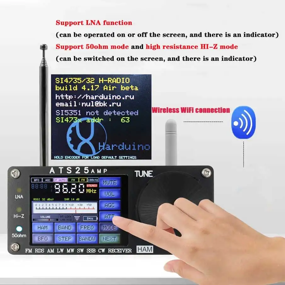 Оригинальный Новый V4.17 ATS25-AMP 132K-30000KHz RDS Полнодиапазонный радиоприемник, сканирование спектра, Φ AM SSB FM RDS CW