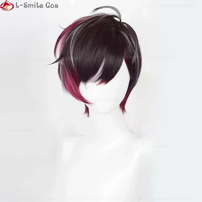 Фото Vtuber Nijisanjien EN7 XSOLEIL Vermillion Косплей Парик 33 см Короткие парики Ver Волосы Термостойкие волосы Мужской парик для вечеринки + шапочка для парика №3
