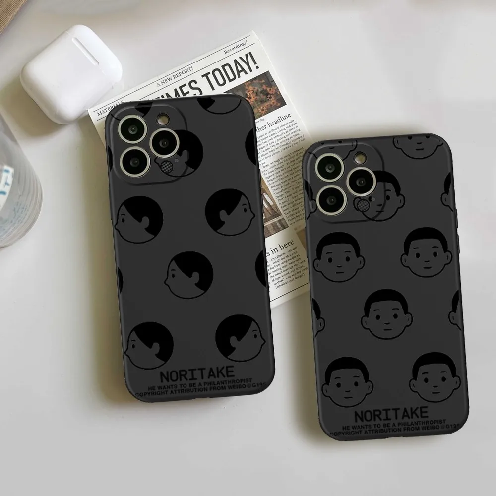 Чехол для IPhone14 мультяшный Noritake Ar, чехол для телефона IPhone 15 14 11 12 Pro 8 7 15 Plus 13 Pro MAX XR XS MINI, черные мягкие чехлы