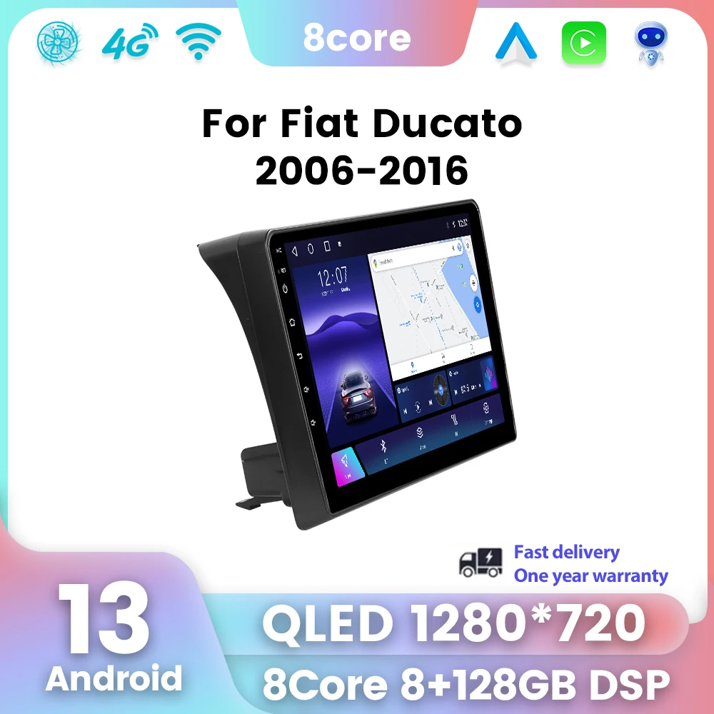 Autoshark 9-дюймовый 2Din Carplay Android13 авторадиоплеер для Fiat Ducato 2006-2016 с сенсорным экраном QLED Wi-Fi DSP GPS-н...