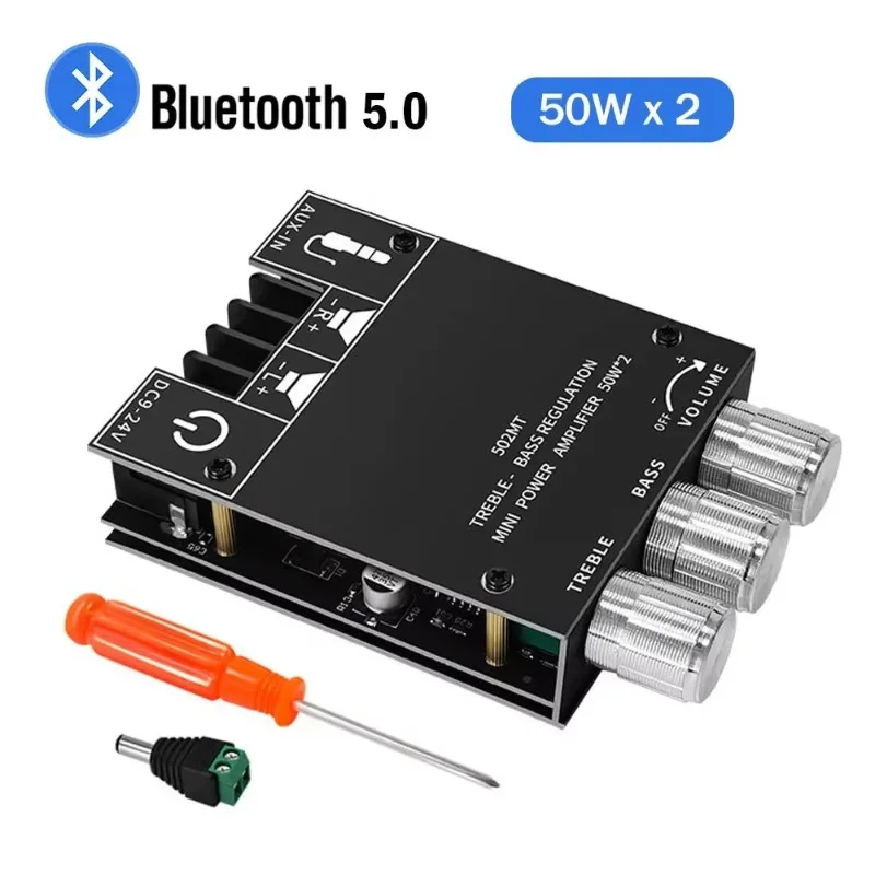 ZK-502MT Bluetooth 5,0 плата усилителя сабвуфера, канал, высокая мощность, стереоусилитель, плата сабвуфера, 2X50 Вт, басовый усилитель