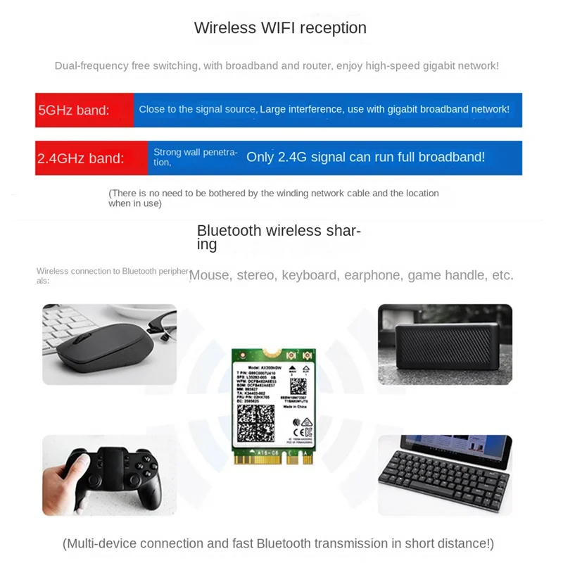 Фото 8260 8260NGW Wi-Fi карта + 2 антенны 2,4G/5Ghz 867M Bluetooth 4,2 NGFF M.2 WiFi модуль беспроводной карты для AC 8260 №3