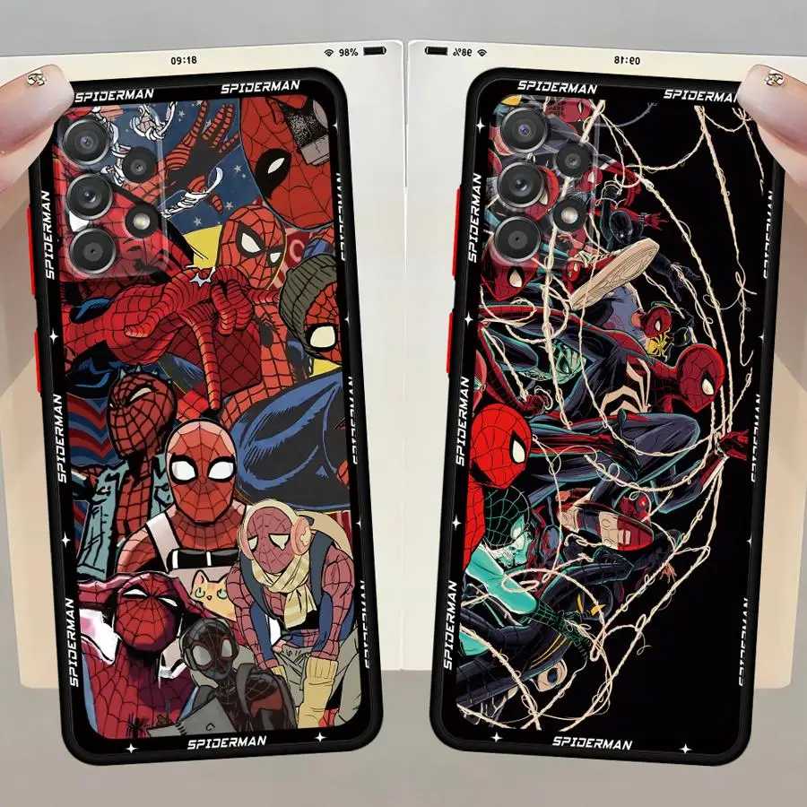 Чехол Marvel Spiderman Art для Samsung Galaxy A24 A21s A34 A36 A35 A26 A22 A54 A32 A53 A56 A25 A52 A72 A23 A33 Black Edge Shell