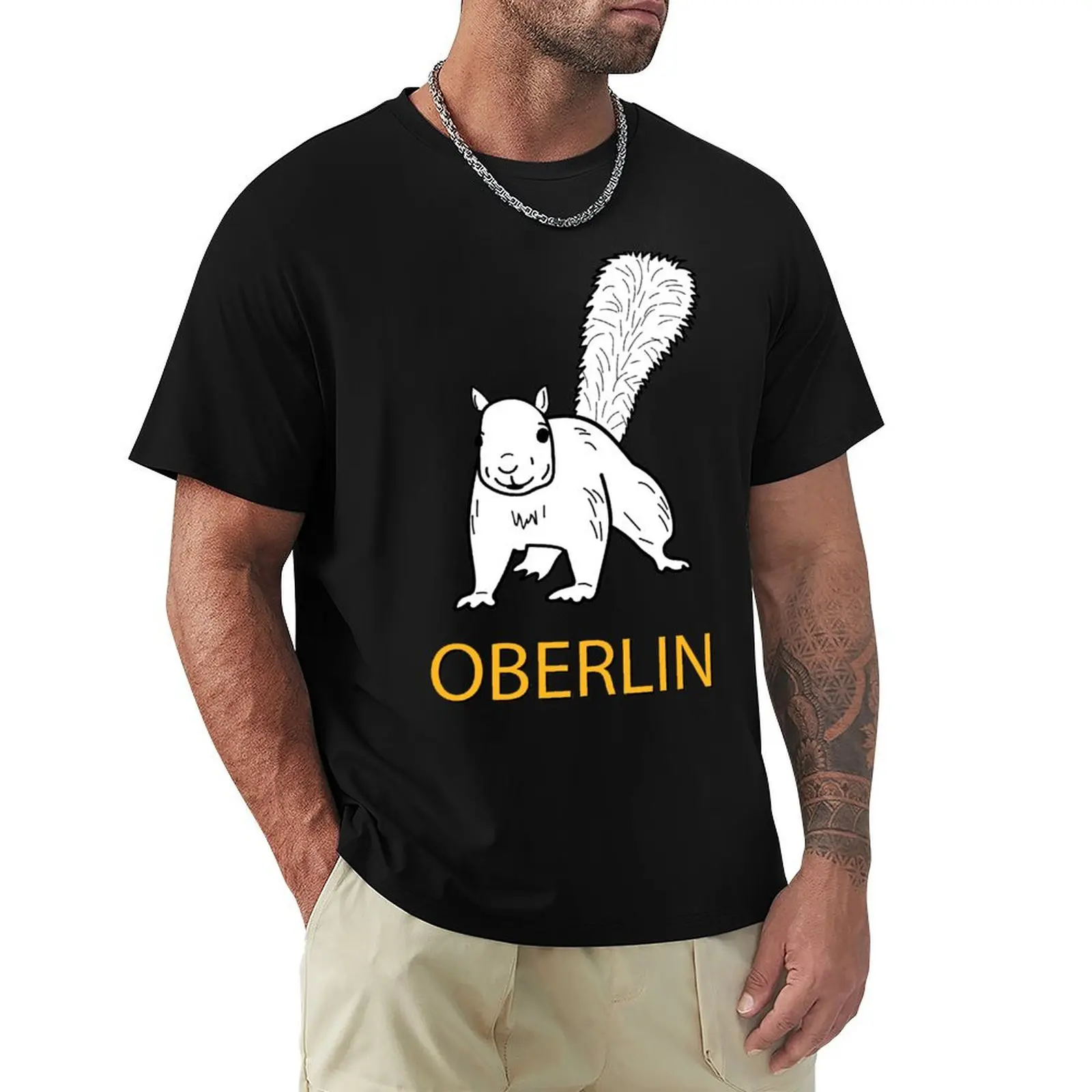 Симпатичная футболка с белой белкой Oberlin, эстетичная одежда, таможенный дизайн, мужские футболки