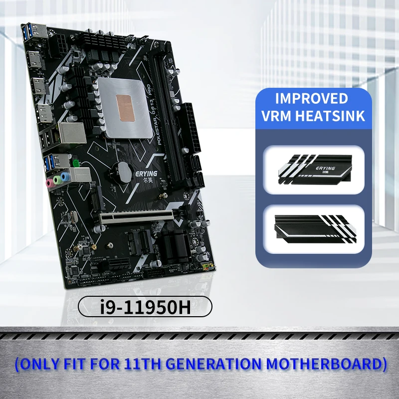 ERYING игровая материнская плата для ПК с встроенным процессором i9 11950H i9-11950H SRKT6(NO ES) 2,6 ГГц 8C16T + Улучшенный радиатор VRM