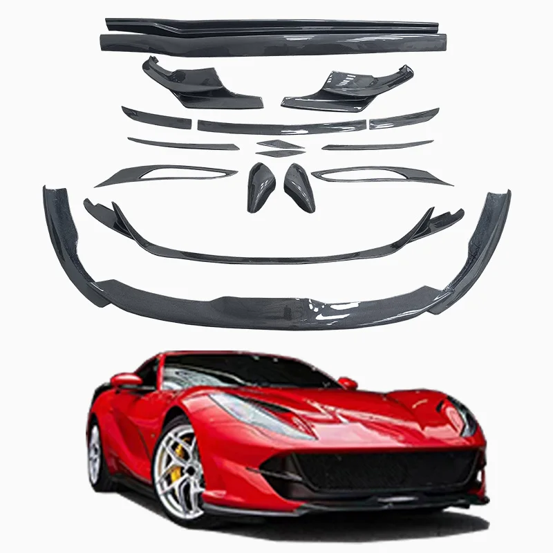 Материал из углеродного волокна для Ferrari 812, обновленный комплект кузова в стиле Novitec, передняя губа, зеркало заднего вида, спойлер, боковые юбки