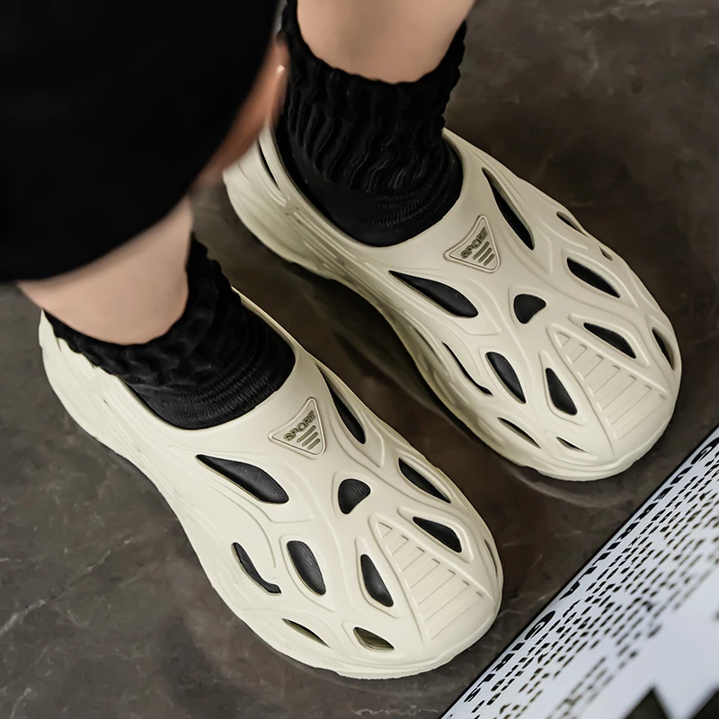 Фото Yezzy Slide, высококачественные тапочки из ЭВА на мягкой толстой подошве, женские летние модные тапочки, домашние домашние сандалии, мужская пляжная обувь №3