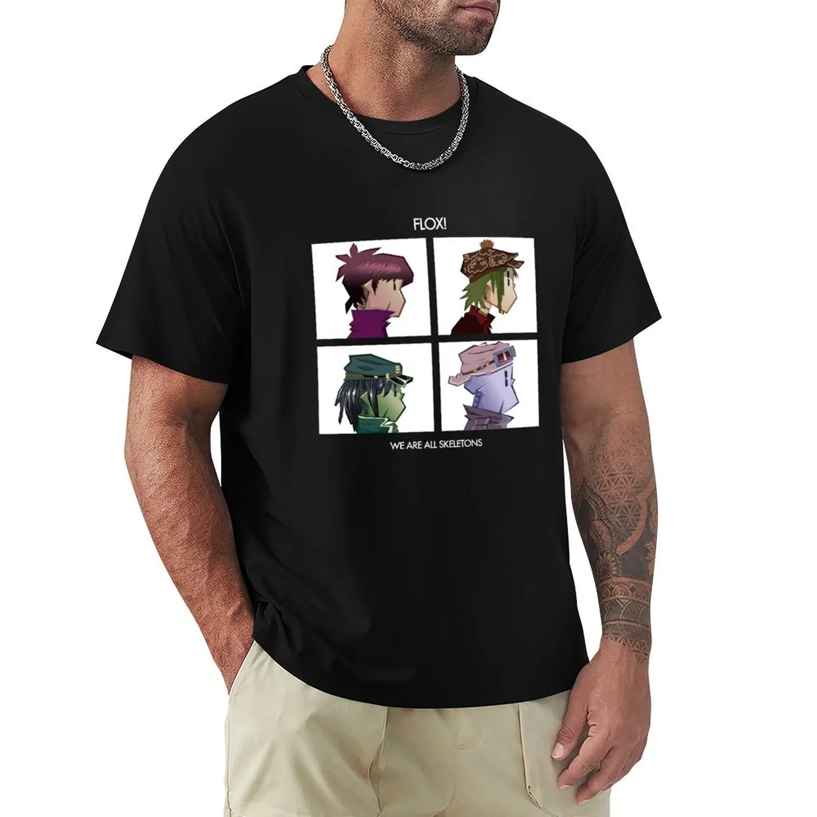 14.Copy of Gorillaz Gorillaz The Legend of Dayak House Футболка с аниме Футболка с короткими рукавами негабаритные черные футболки для мужчин