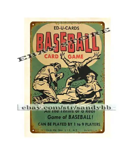1957 бейсбольная карточная игра, детская игрушка с памятью, металлическая жестяная вывеска, уличные таблички, вывеска-алюминий