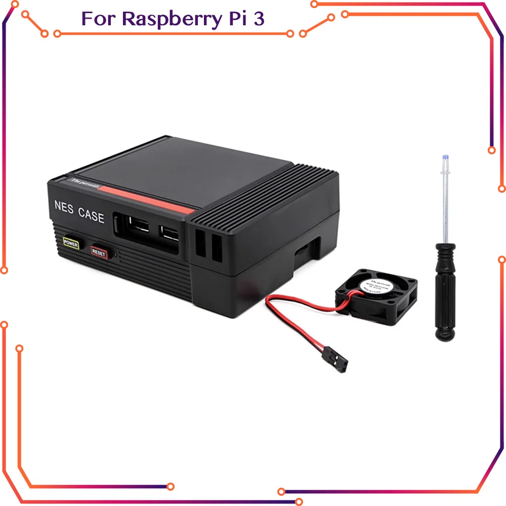 Чехол NESPi для Raspberry Pi 3B/3B + корпус в стиле ретро NES со слотом для картриджа, охлаждающий вентилятор, защитный чехол с безопасным отключением