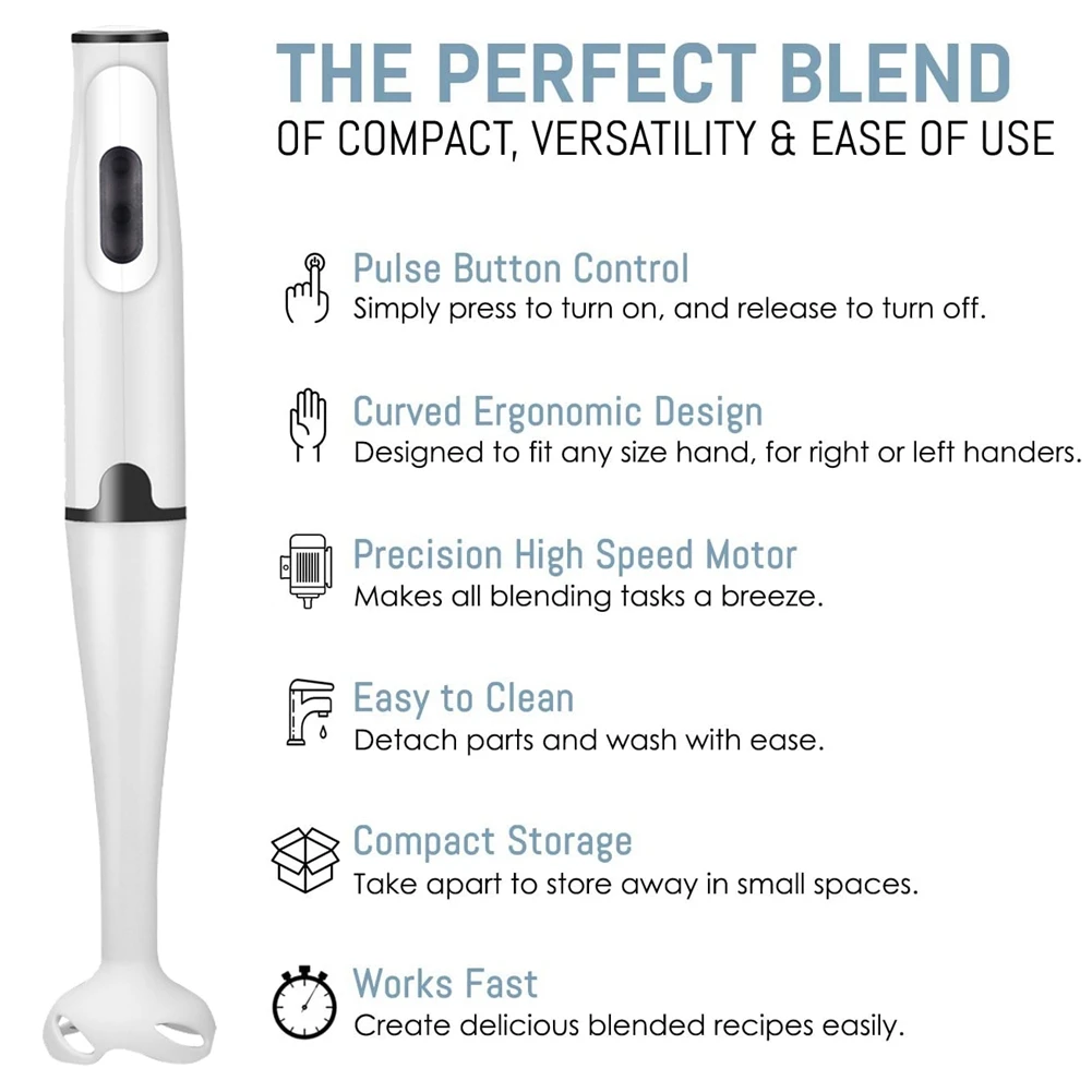 Фото Immersion Blender 300-Watt Turbo Stick Hand Blender, Powerful Ice Crushing Design Purees Smoothies, Red EU Plug №5