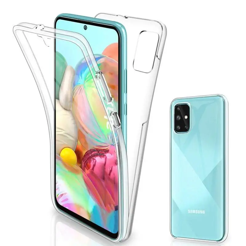 Двухслойный прозрачный чехол для телефона на 360 градусов для Samsung Galaxy A51 A71 A31 A41 A10 A20 A30 A40 A50 A70 A53 A54 A34 5G PC+TPU Cover