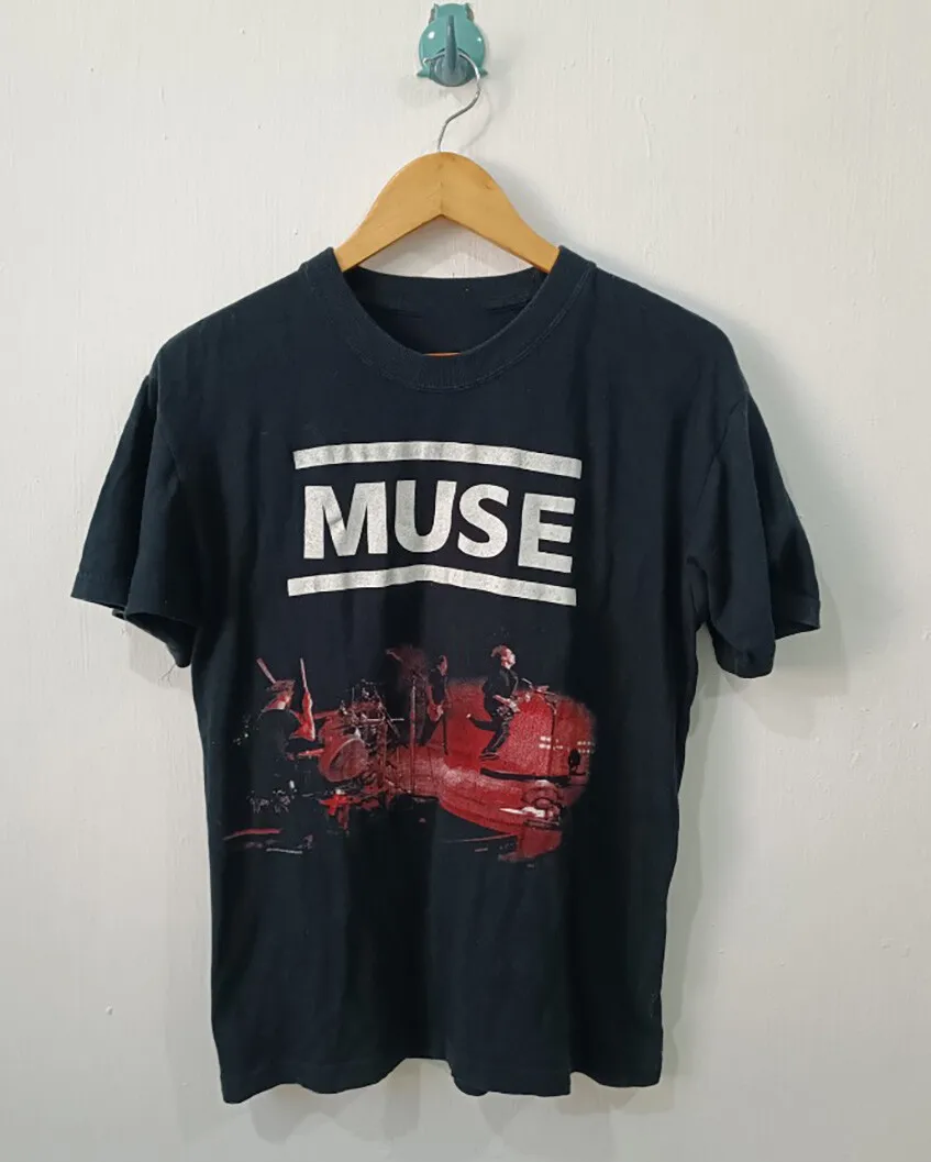 Черная хлопковая футболка Muse Band In Concert 2025 года для взрослых # 23, мужские топы, мужские футболки с аниме, винтажная одежда