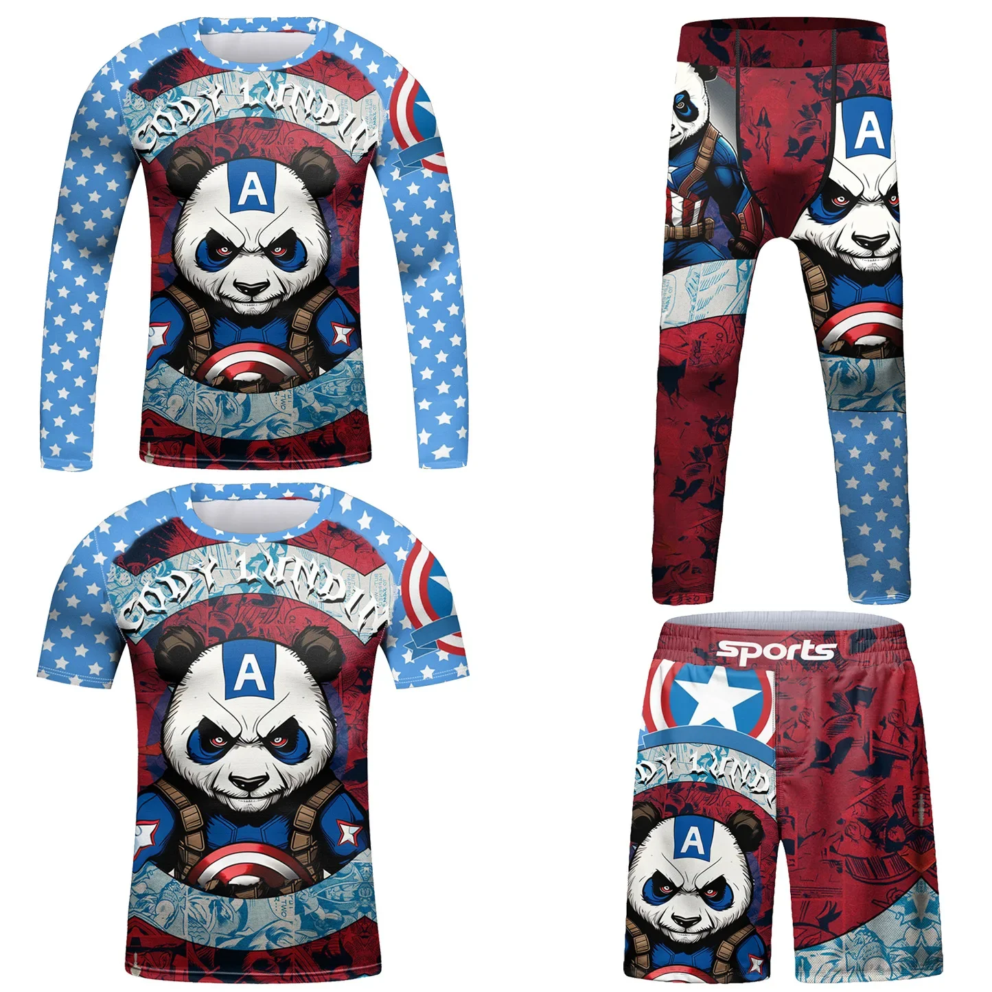 Фото Детская спортивная одежда для ММА, Муай Тай, набор для бокса Rashguard, спортивный костюм для мальчиков для бега, Детская тренировочная одежда для баскетбола и фитнеса №4