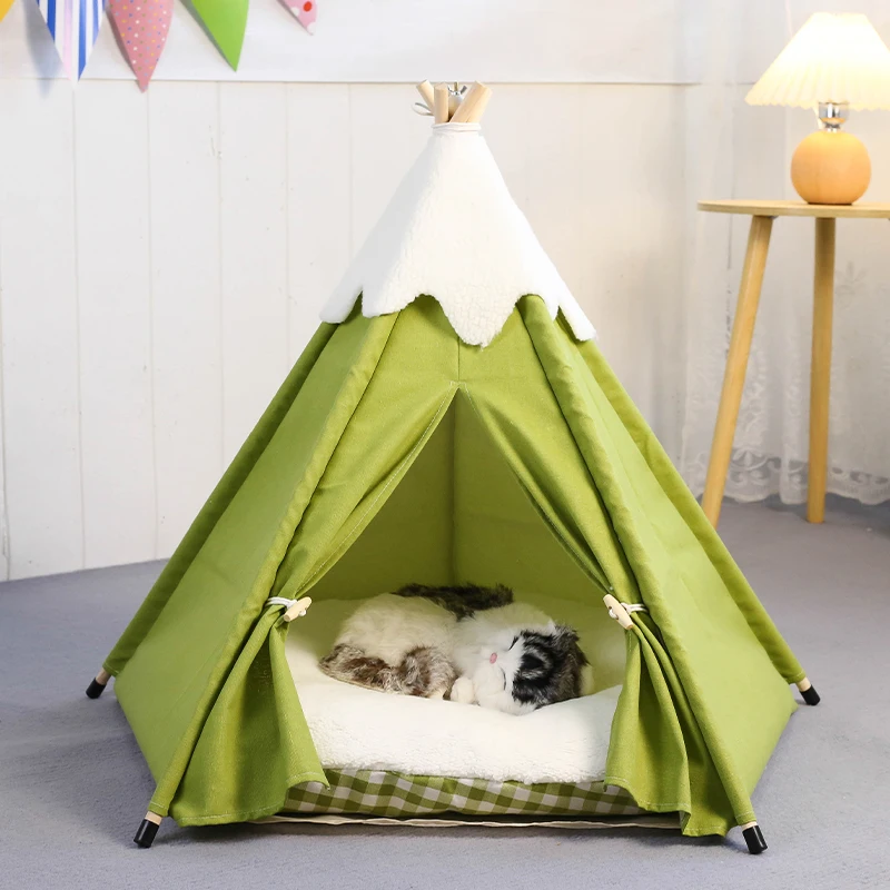 Домашнее использование Tigit Dog или Cat Cabin с плюшевой игрушечной домикой для собак для маленьких собак или кошек Деревянн...