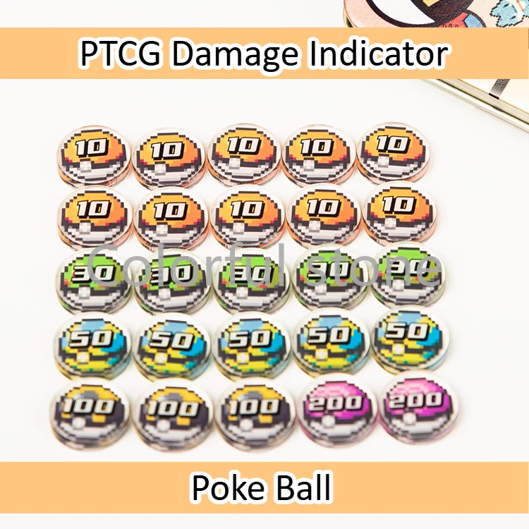 PTCG Покемон Аниме Персонаж Poke Ball Матч Счетчик повреждений Индикатор повреждений Двусторонняя ролевая игра Genger Gx