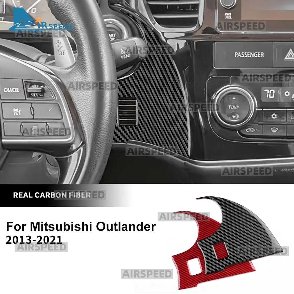 Настоящая мягкая наклейка из углеродного волокна для Mitsubishi Outlander 2017 2018 2019 2020 2021, отделка панели центрального воздуховыпускного отверстия с левым рулем и RHD