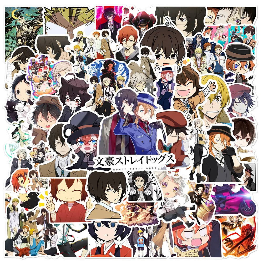 10/30/50 шт. крутые аниме-наклейки Bungou Stray Dogs Dazai Chuuya, наклейки для ноутбука, мотоцикла, телефона, автомобиля, водонепроницаемая наклейка для детской игрушки
