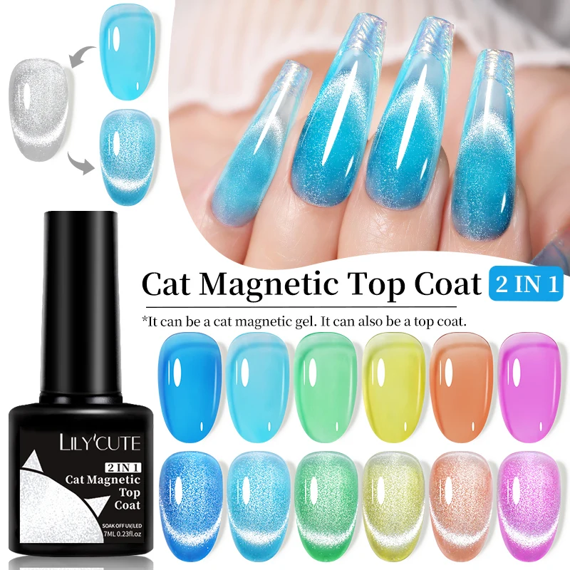 Фото LILYCUTE 7 мл Cat Магнитный верхний лак для ногтей Soak Off с полным покрытием Великолепный цветной гель-маникюр Гель-лак для дизайна ногтей №4