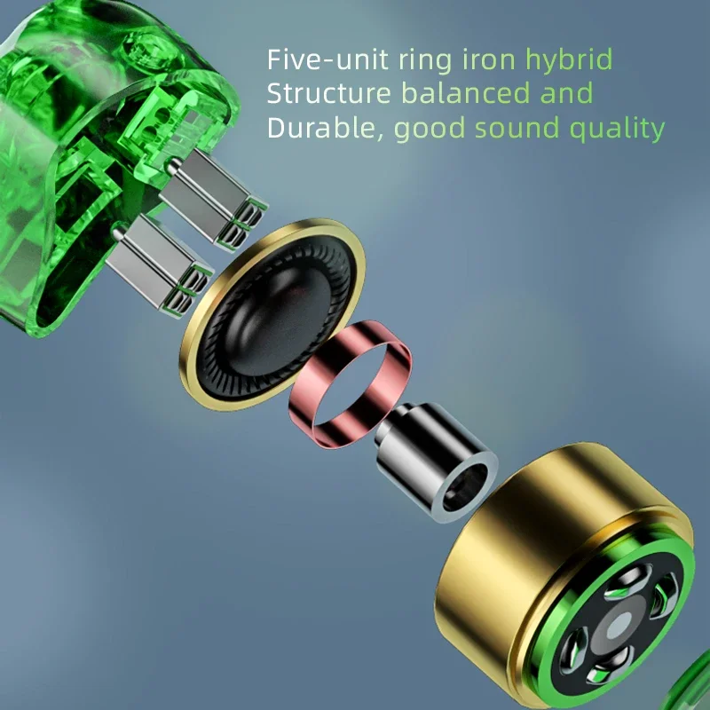 Фото EPZ K5 1DD + 4BA Монитор IEM Наушники Проводные HIFI Наушники-вкладыши Три в одном 0,78 2-контактный монокристаллический медный кабель для обновления №2