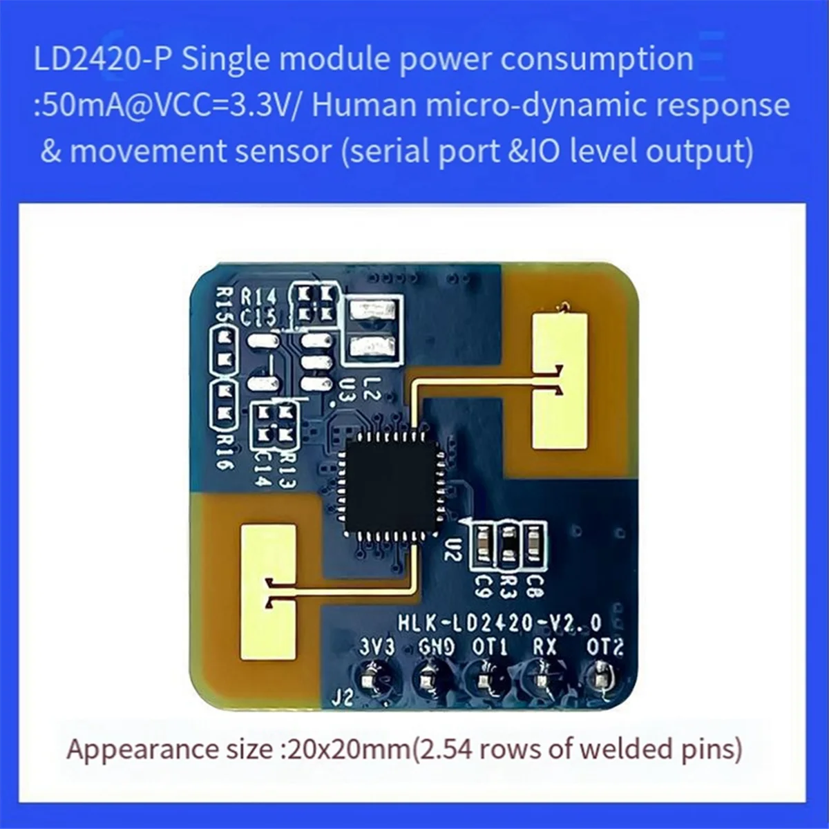 Фото 24G mmWave LD2420 датчик присутствия человека, модуль обнаружения движения №4