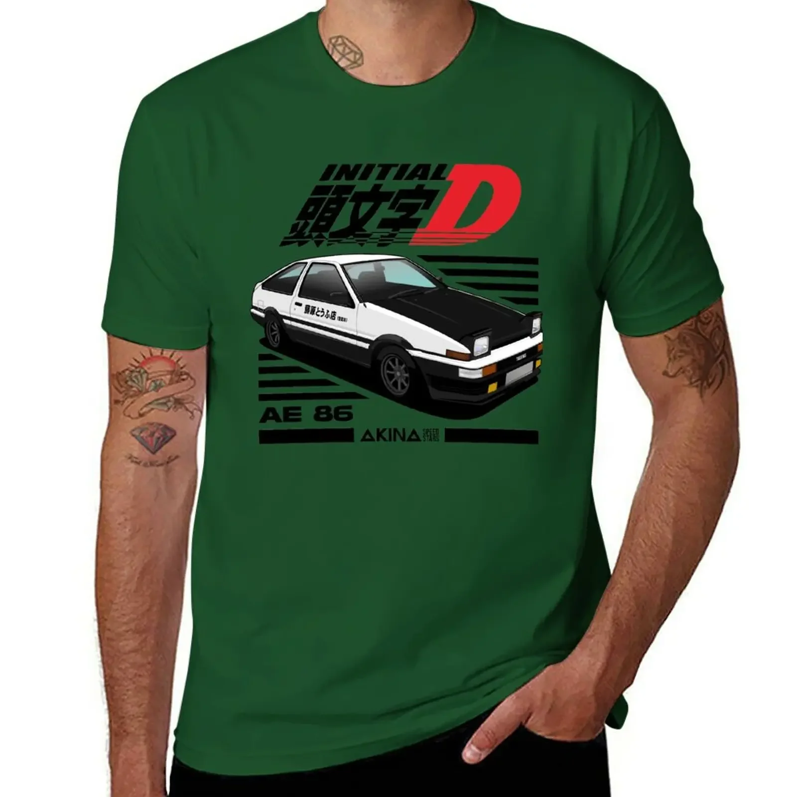 Футболка AE86 Initial D Мужская с принтом животных, топ для высоких мужчин, оверсайз, одежда в стиле Харадзюку, на лето (art.: 3920c65b62b3b) - 3920c65b62b3b