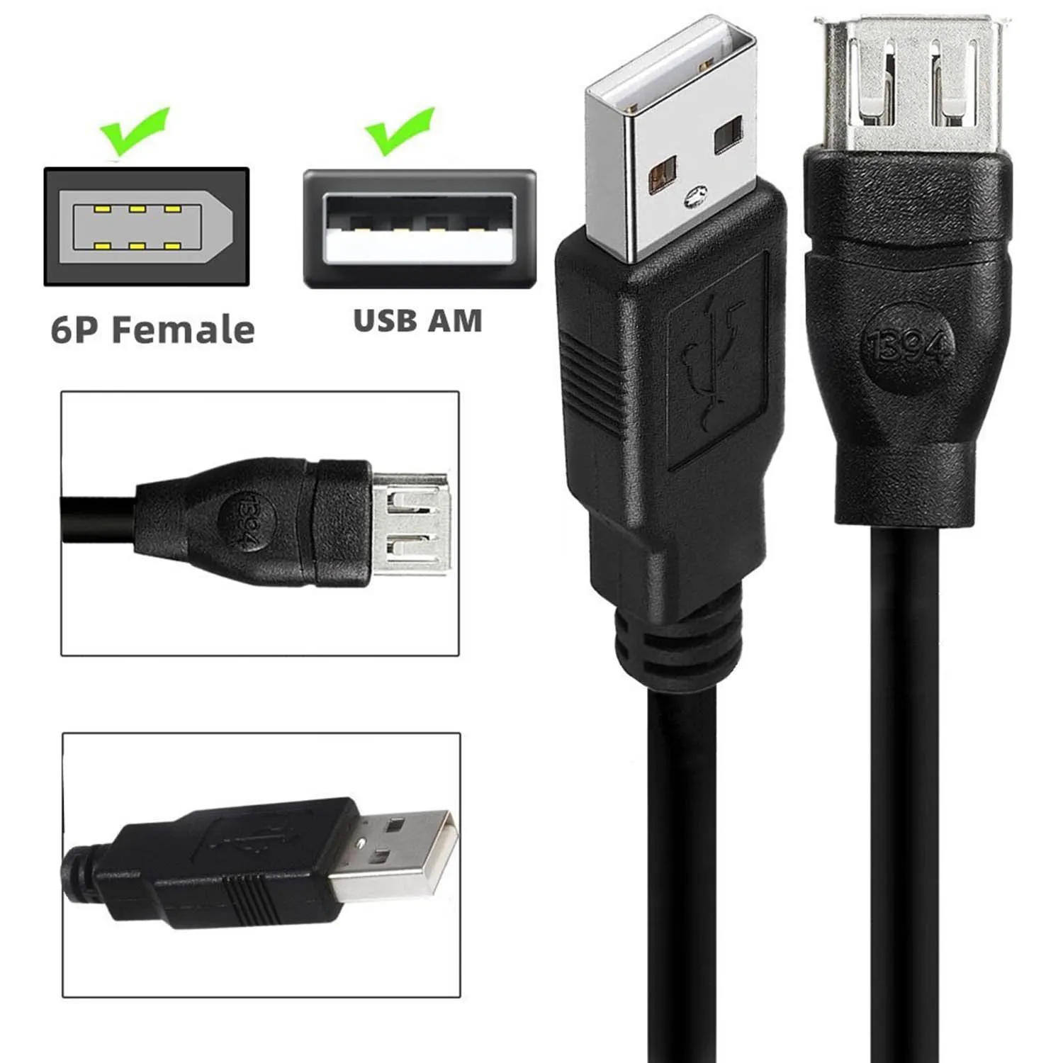 1 шт. Firewire IEEE 1394 6-контактный разъем «мама» на USB 2.0 A «папа» Кабель-адаптер для цифровой камеры Видеорегистраторы Принтер Сканер Жесткий диск