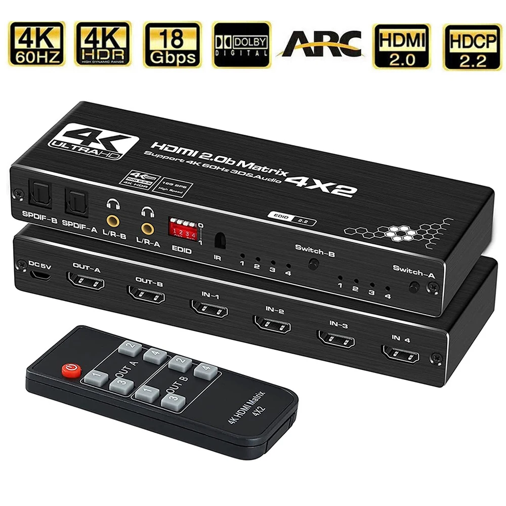Переключатель HDMI 2,1 4K 120 Гц разветвитель 5 портов адаптер CEC 48 Гбит/с дистанционным управлением Dolby Vison для Xbox Series X PS5 проектор