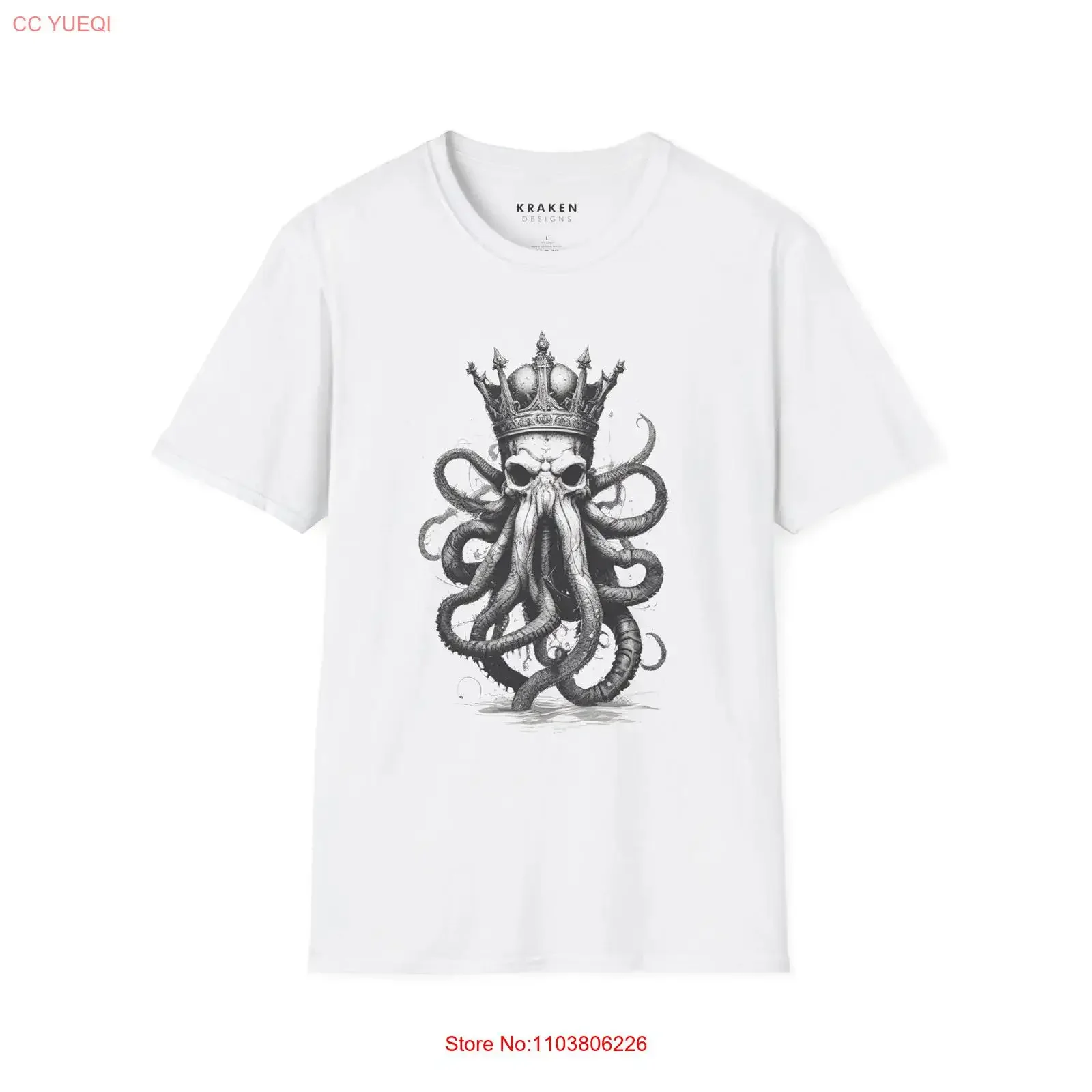 Футболка Kraken Designs King, винтажная стираная уличная одежда с графикой, дышащая модная удобная дизайнерская одежда, растянутая