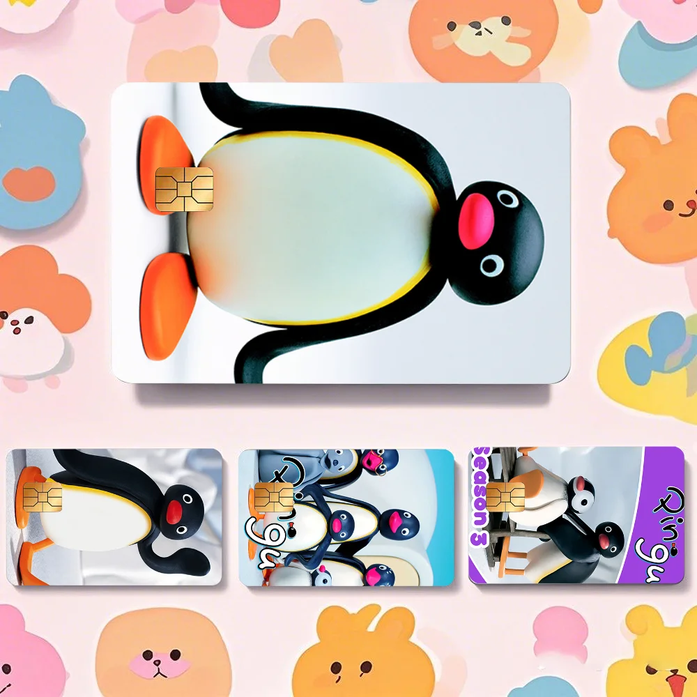 Милые наклейки с пингвином P-Pingu, мультяшные кредитные карты Visa Debit Bank, зарядная карта, автобус, метро, водонепроницаемая наклейка, украшение