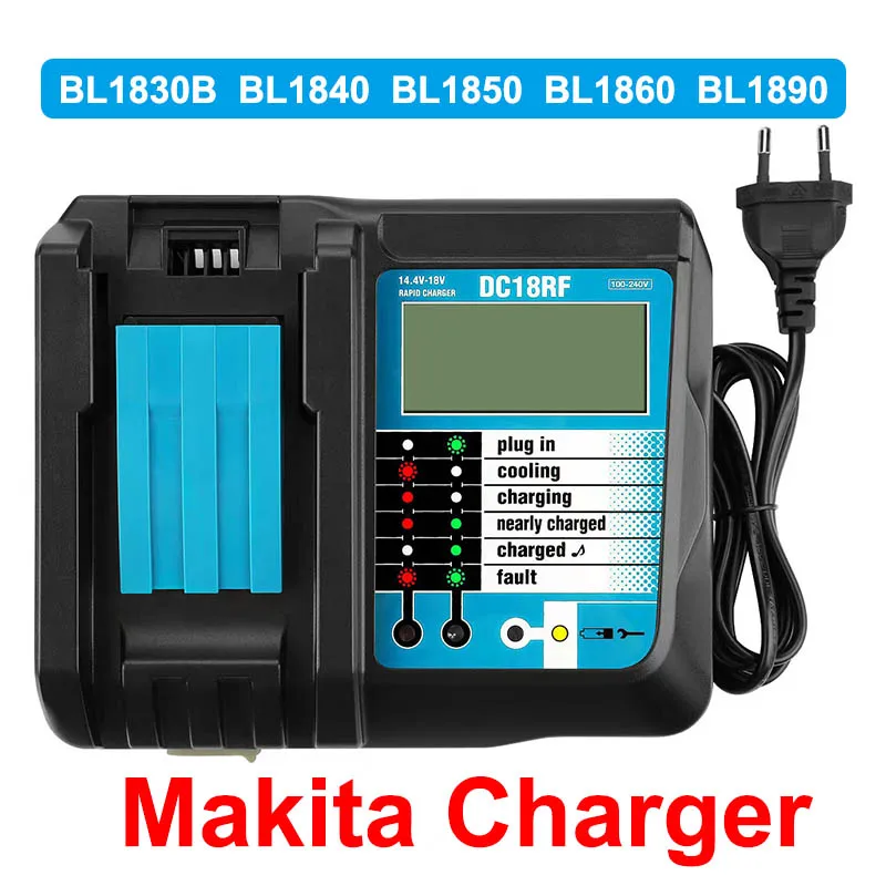Абеден  Зарядное устройство DC18RC DC18RF Li-ion Battery 3A для Макіта 18V 14.4V BL1860B,BL1850B,BL1840,BL1830,BL1820, зарядное устройство для электроинструмента