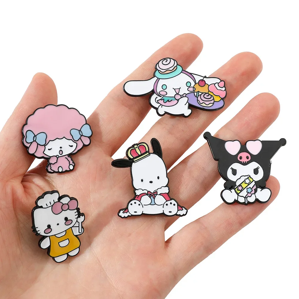 Фото Броши в стиле аниме «Hello Kitty» Kuromi Melody, эмалированная булавка с лацканами, модный значок с корицей, аниме, рюкзак, одежда, ювелирные изделия, подарок на Хэллоуин №2