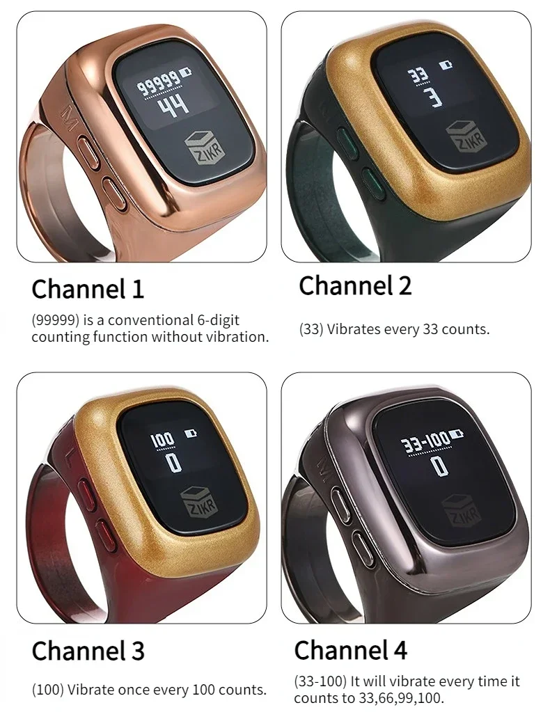 Фото Finger Ring OLED Display Finger Counter Time Reminder Tasbih Tally Counter with Time Date Display for Accurate Counting №4