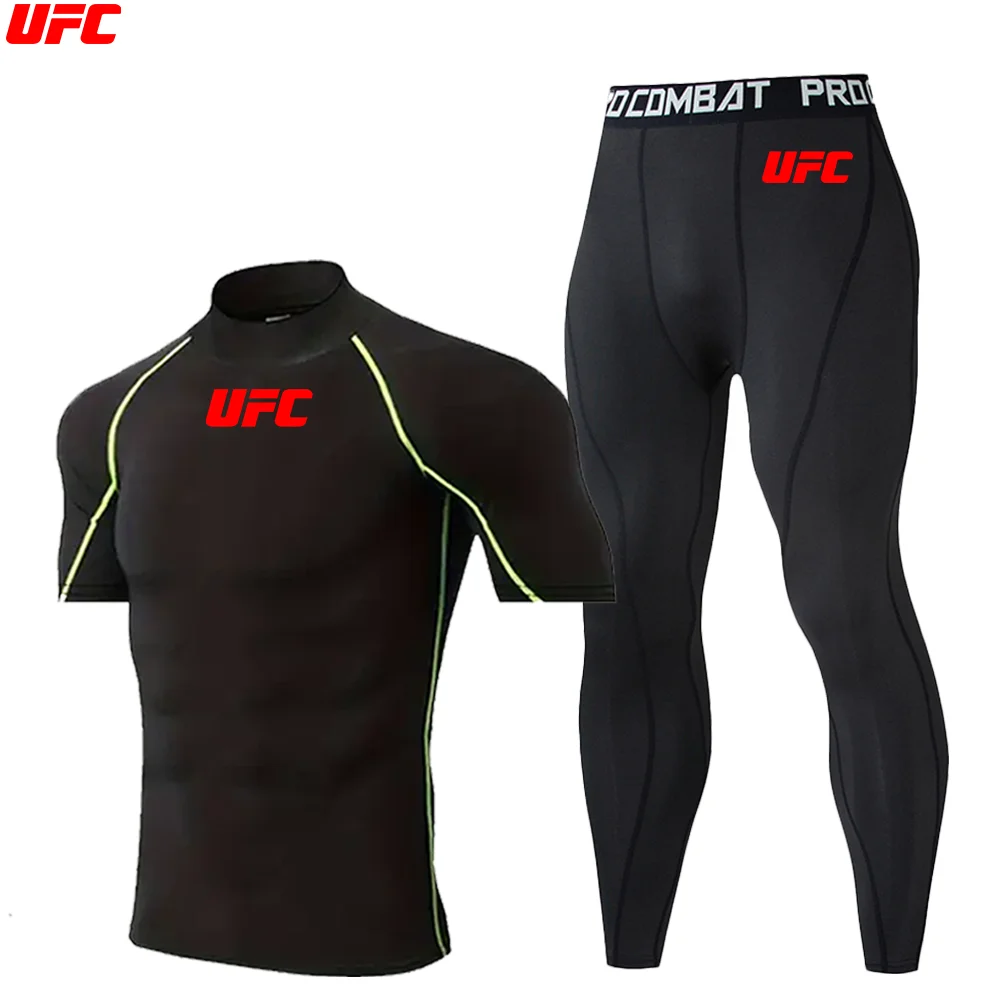 Фото Футболка UFC, спортивная одежда с принтом для тренажерного зала, бодибилдинг, тренировки, йога, бег, футболки для джиу-джитсу, бокс, высокий воротник, тренировочные быстросохнущие топы №3